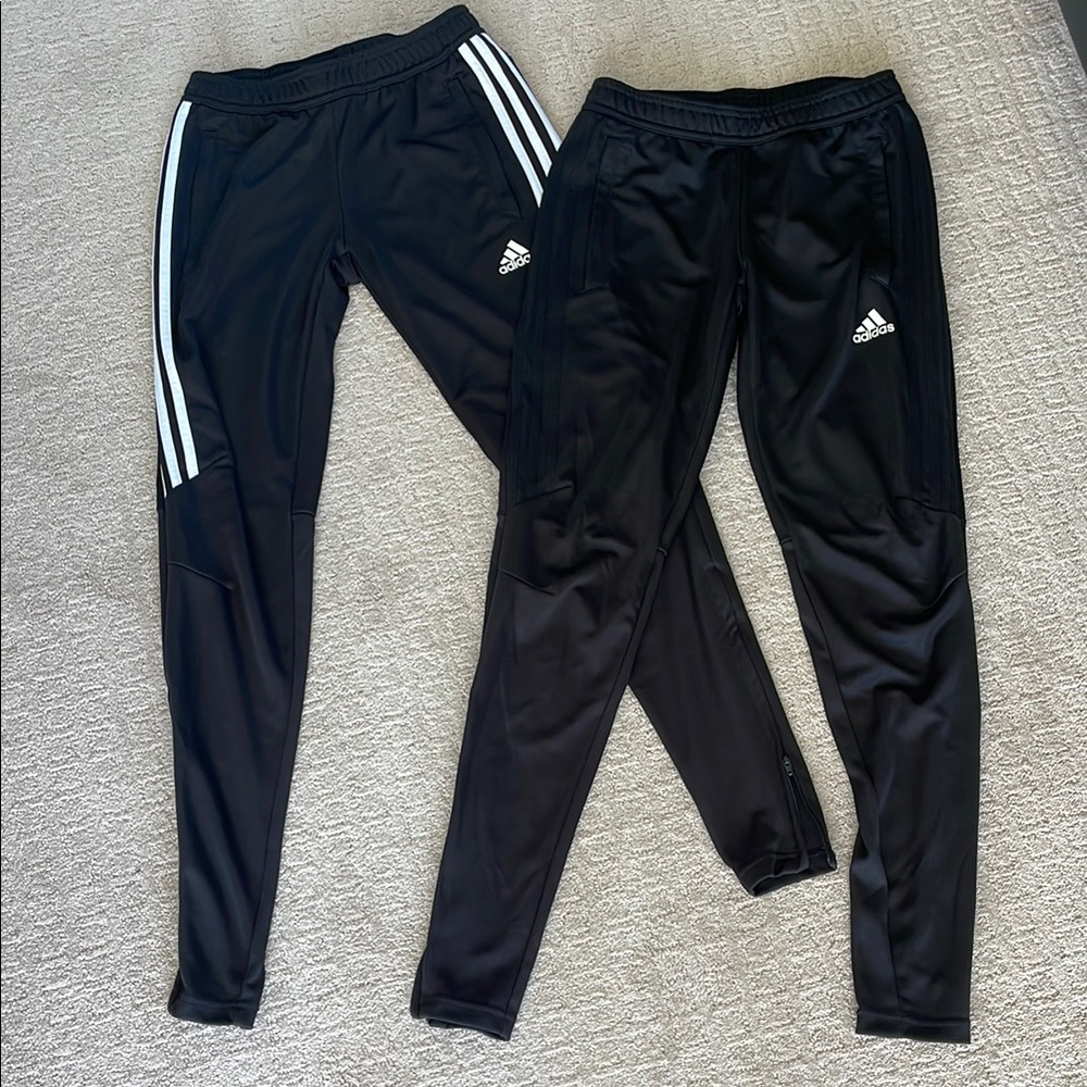 Adidas Black Track Climacool Pants with Tapered Fit and Iconic Stripes XS